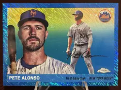 2025 Topps Chrome Platinum - Pete Alonso Blue Shimmer Refractor /100 Mets - Image 1