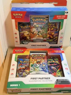 Pokemon TCG First Partner Illustration Collection Series 1 and 2 Sealed Set - Image 1