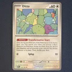 Ditto 132/165 - 151 - Deck Exclusive Non Holo Rare Pokemon Card - Image 1