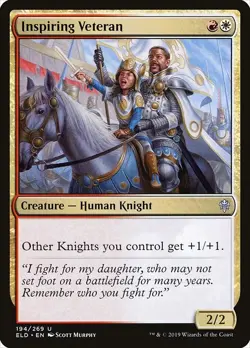 Inspiring Veteran 4x FOIL ELD MTG Throne of Eldraine Uncommon MINT red white - Image 1
