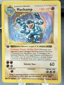 Pokemon TCG Machamp Holo Rare 1st Edition Shadowless Base Set Never Played - Image 2