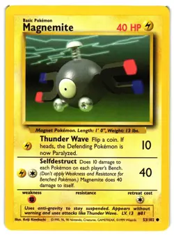 Pokemon TCG Magnemite 53/102 Base Set Unlimited Common VLP - Image 1