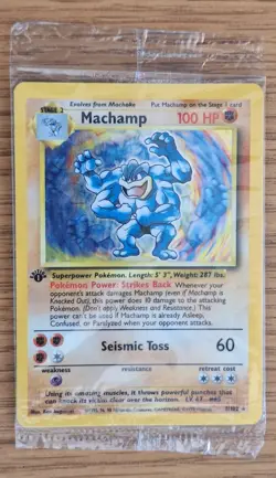 Pokemon TCG Machamp Holo 1st Edition Base Set Rare Card 8/102 Sealed - Image 1