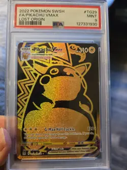 Pokemon Pikachu VMAX Holo Full Art Ultra Rare TG29/TG30 Lost Origin PSA 9 Mint - Image 1