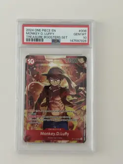 PSA 10 2024 ONE PIECE PROMOS #006 MONKEY D. LUFFY TREASURE BOOSTERS SET - Image 1