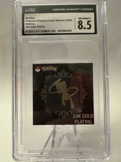 ERROR - Mew Pokemon TCG 24k Gold Plated Sticker. CGC 8.5 "Mewtwo" Label - Image 1