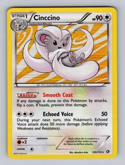 Cinccino 105/113 Holo Rare Legendary Treasures Pokemon Lightly Played - Image 1