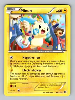 Minun 48/113 Uncommon Legendary Treasures Pokemon Lightly Played - Image 1