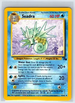 Seadra 42/62 Uncommon Fossil Pokemon 1st Edition Moderately Played - Image 1