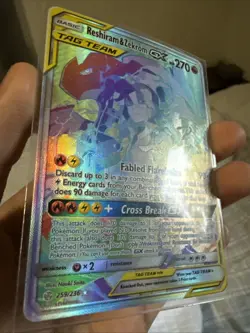 Pokemon GX Reshiram Zekrom Card 259/236 Rainbow Secret Rare Cosmic Eclipse - Image 2