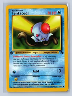 1999 Pokemon Fossil 1st Edition Tentacool #56/62 LP - Image 1