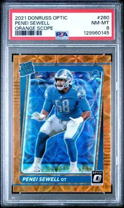 2021 Donruss Optic Penei Sewell Orange Scope #260 RC /79 - PSA 8 - Image 1