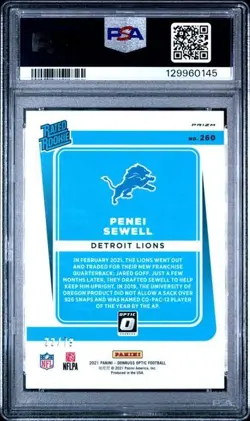 2021 Donruss Optic Penei Sewell Orange Scope #260 RC /79 - PSA 8 - Image 2