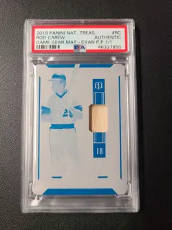 2019 Rod Carew National Treasures 1/1 Bat Relic Printing Plate PSA Angels - Image 3