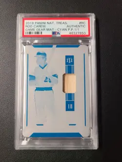 2019 Rod Carew National Treasures 1/1 Bat Relic Printing Plate PSA Angels - Image 5