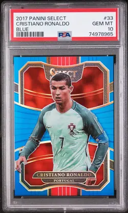 2017-18 Panini Select Blue Prizm Soccer Cristiano Ronaldo Portugal /299 PSA 10 - Image 1