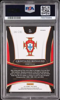 2017-18 Panini Select Blue Prizm Soccer Cristiano Ronaldo Portugal /299 PSA 10 - Image 2