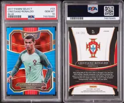 2017-18 Panini Select Blue Prizm Soccer Cristiano Ronaldo Portugal /299 PSA 10 - Image 3