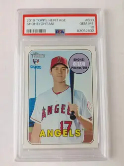 2018 TOPPS HERITAGE #600 SHOHEI OHTANI RC ROOKIE PSA 10 - Image 1