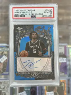 2025-26 Topps Chrome Stephon Castle Signature Style Blue Auto /150 PSA 10 - Image 1