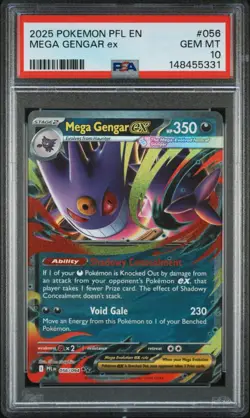 2025 POKEMON PFL EN-PHANTASMAL FLAMES #056 MEGA GENGAR EX PSA 10 - Image 1
