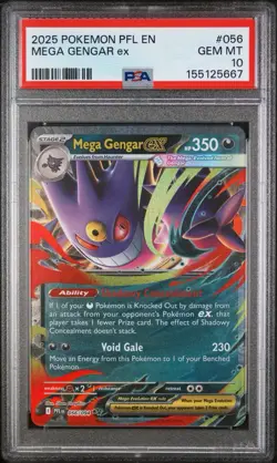 2025 POKEMON PFL EN-PHANTASMAL FLAMES #056 MEGA GENGAR EX PSA 10 - Image 1