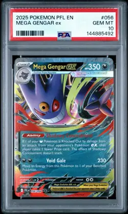 2025 POKEMON PFL EN-PHANTASMAL FLAMES #056 MEGA GENGAR EX PSA 10 - Image 1