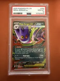2025 POKEMON PFL EN-PHANTASMAL FLAMES #056 MEGA GENGAR EX PSA 10 - Image 1