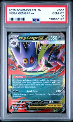 2025 POKEMON PFL EN-PHANTASMAL FLAMES #056 MEGA GENGAR EX PSA 10 - Image 1