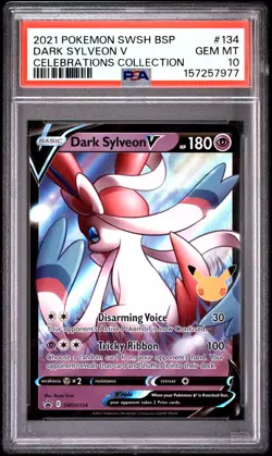 2021 POKEMON SWSH BLACK STAR PROMO CELEBRATIONS COLLECTION DARK SYLVEON V PSA 10 - Image 1