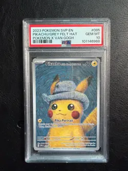 Pokemon Pikachu with Grey Felt Hat #085 SV Promo EN Holo PSA 10 - Image 1