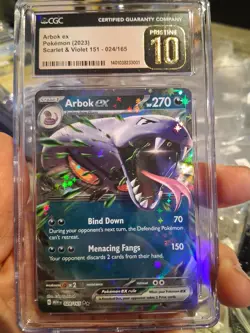 English Arbok Ex Cgc 10 PRISTINE Scarlet And Violet 151 024/165 Holo Art Rare - Image 1