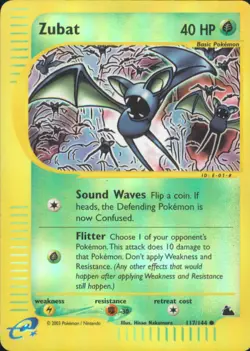 Zubat (117) Reverse Holo Common Skyridge 117/144 LP Pokemon Card TCG - Image 1