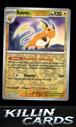 Reverse Holofoil Raichu 026/165 Pokemon Rare SV: Scarlet & Violet 151 Card NM - Image 1