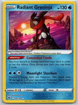 Radiant Greninja 046/189 Radiant Rare Astral Radiance Pokemon Holo LP - Image 1