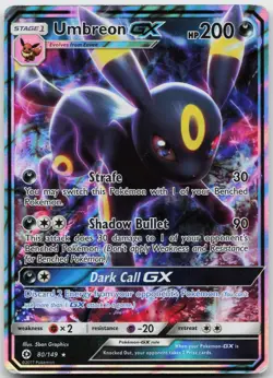 Umbreon GX 80/149 Holo Ultra Rare SM Base Set Pokemon Moderately Played - Image 1