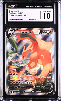 2022 Pokemon Brilliant Stars Ultra Rare #154 Charizard V Holo CGC 10 GEM MINT - Image 1