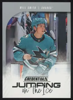 2024-25 UD CREDENTIALS JUMPING ON THE ICE WILL SMITH #JI-WS RC SAN JOSE SHARKS - Image 1