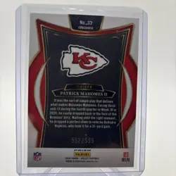 2024 Panini Select Concourse Patrick Mahomes II #33 Neon Green Shock Prizm /599 - Image 2