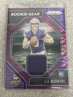 2024 Panini Prizm - Rookie Gear J.J. McCarthy #RG-JJM Purple Pulsar Prizm - Image 1