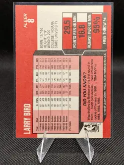 Fleer 1989-90 Larry Bird Boston Celtics #8 [Base] Base Set Basketball Card - Image 2