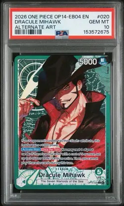 Dracule Mihawk Leader OP14-020/EB04 - The Azure Sea's Seven - English - PSA 10 - Image 1