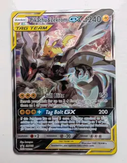 Pikachu & Zekrom Gx SM168 Black Star Promo - NM - Holo - Tag Team - Sun & Moon - Image 1