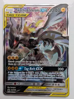 Pikachu & Zekrom Gx SM168 Black Star Promo - NM - Holo - Tag Team - Sun & Moon - Image 2