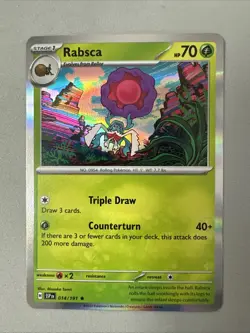 Pokemon TCG * SV Surging Sparks * 014/191 Rabsca Rare * HOLO * NM - Image 1