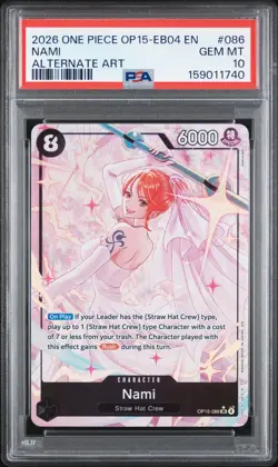 2026 ONE PIECE OP15-EB04-ADVENTURE ON KAMI'S ISLAND ALTERNATE ART NAMI PSA 10 - Image 1
