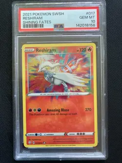 PSA 10 Gem Mint Pokemon TCG Shining Fates Reshiram 017/072 Amazing Rare Card - Image 1