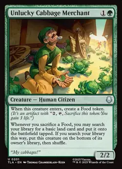 [MTG] Unlucky Cabbage Merchant (Foil) (0201) (TLA) NM - Image 1