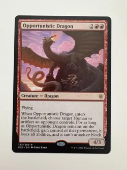 Opportunistic Dragon MTG Magic the Gathering Card NM Near Mint ELD - Image 1
