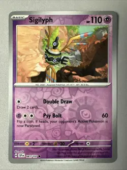 Pokemon TCG * SV Surging Sparks * 081/191 Sigilyph Common * REVERSE HOLO * NM - Image 1